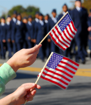 Waving Small American Flags